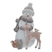 Фигурка декоративная "Снеговик с оленем", L12 W9,5 H16,5 см
