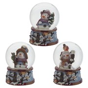 Фигурка декоративная в стекл. шаре "Снеговик",  L4,5 W4,5 H6 см, 3в.
