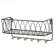 Полка настенная с крючками, L34 W12 H15 см