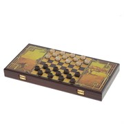 Игра настольная 2 в 1 "Лев" (нарды, шашки), L40 W20 H4 см