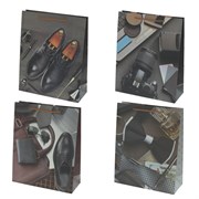 Пакет подарочный (бумага, плотность 210г/м2, блок 12шт), L26 W10 H32 см, 4в.