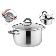 Кастрюля agness "Profi home" со стеклянной крышкой, 5,0л 24x13.5 см