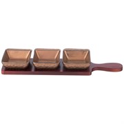 Набор из 3 соусников bronco "Bronze" 10,5*8*2,5 см на дер.подставке с ручкой 34*9*1 см