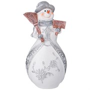 Фигурка декоративная "Снеговик с табличкой и веником" 21*10 см