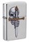 Зажигалка ZIPPO Sword Skull Desig с покрытием Brushed Chrome, латунь/сталь, серебристая, 38x13x57 мм - фото 357143