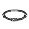Браслет ZIPPO Three Charms Leather Bracelet, с шармами, чёрный, кожа/нержавеющая сталь, 20 см - фото 357205