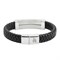 Браслет ZIPPO Steel Bar Braided Leather Bracelet, чёрный, натуральная кожа/нержавеющая сталь, 22 см - фото 357209